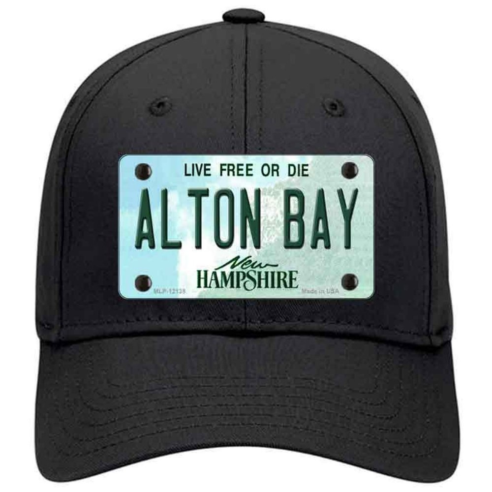 Alton Bay New Hampshire Metal on Cotton Velcro Hat - Black